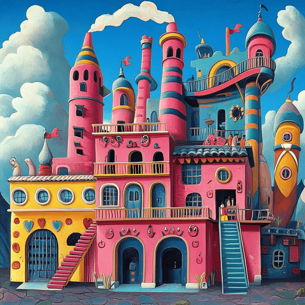 Animated depiction of a colorful Mexican factory.